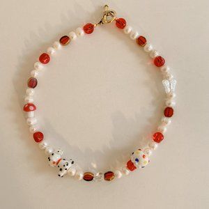 puppy love • half beaded half pearl necklace by terra moon